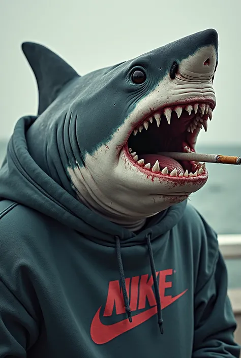 Un mechant requin habiller en Nike qui fume 