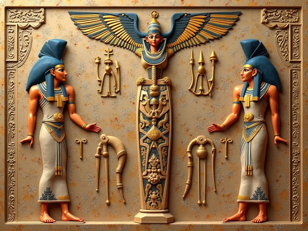 Generate a picture on the topic 
Ancient Egyptian warrant
The ancient Egyptian order can be considered as a system of decorative elements, that were used in the construction of temples, tombs and other structures. The main characteristics of the Egyptian o...