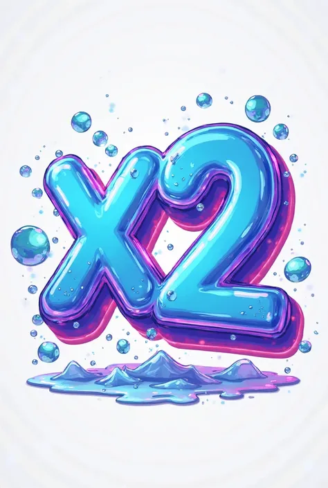 Crie uma imagem cartoon, written “X2” highlighted on the screen, with vibrant blue and purple colors,  white background, and details reminiscent of a shark in the image 