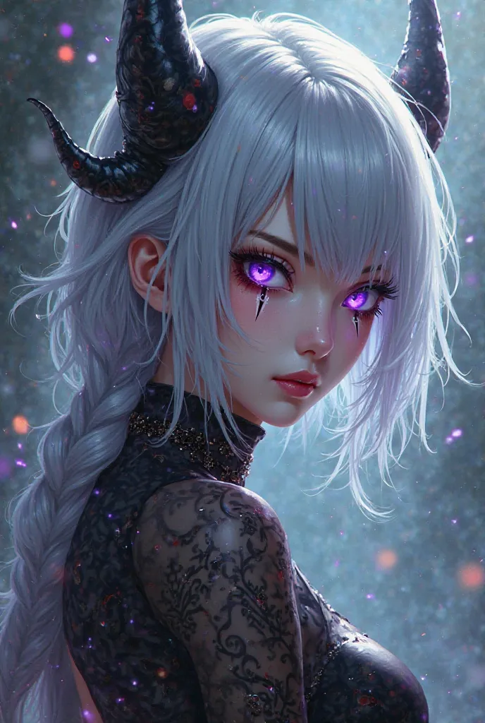 BreastsFang, Makeup, Silver Hair, Anime, 