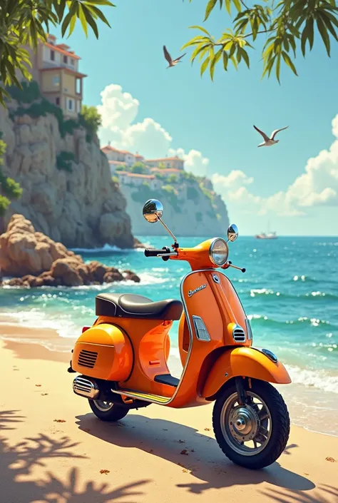 Vespa on the seashore