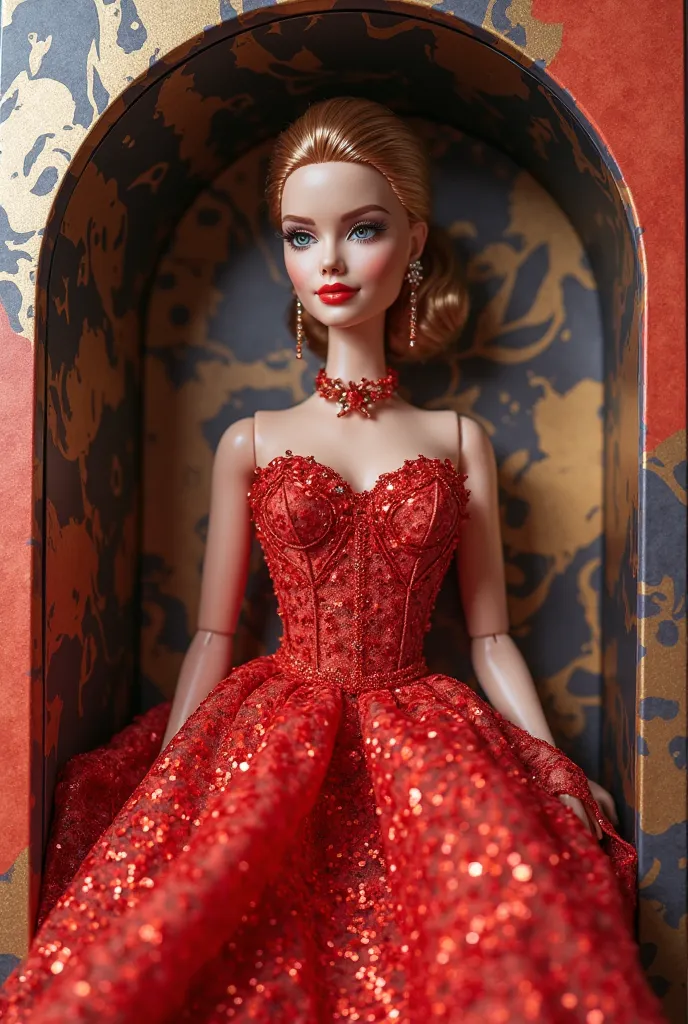 Create a Barbie box with a Barbie-style doll but that this glamorous dress, Brads style and that your box has its accessories 