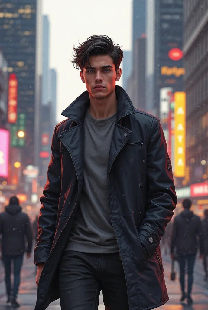 A handsome boy walking in new york