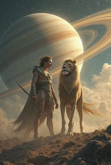 Vidéo sagittaire et lion qui marche sur saturne