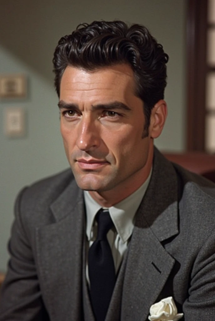 Rhett Butler is described as a 35-year-old,  Tall (The only mistake with Gable), athletic man with an eagle nose and a high forehead,  with broad shoulders , muscular figure. He was a dark-eyed, swarthy, with a predatory white-toothed smile. His eyes were ...