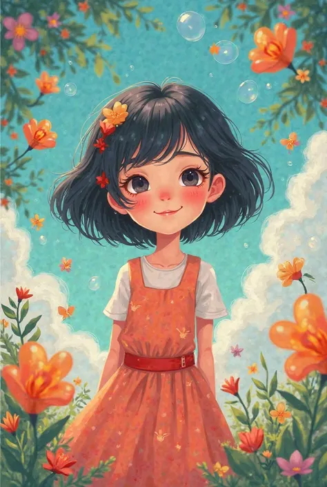 Fun and beautiful drawing of a girl with short hair 