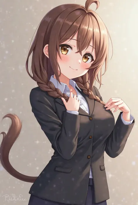  Masterpiece , best quality, Highest quality, perfect anatomy, high resolution, ultra- detailed, 8k wallpaper, texture,  detail, unique , HDR, extremely  detailed CG,  Azuma Hiseto ,  1 girl, One, full body,  standing,  tail, brown_ hair,  chelka, brown_ey...