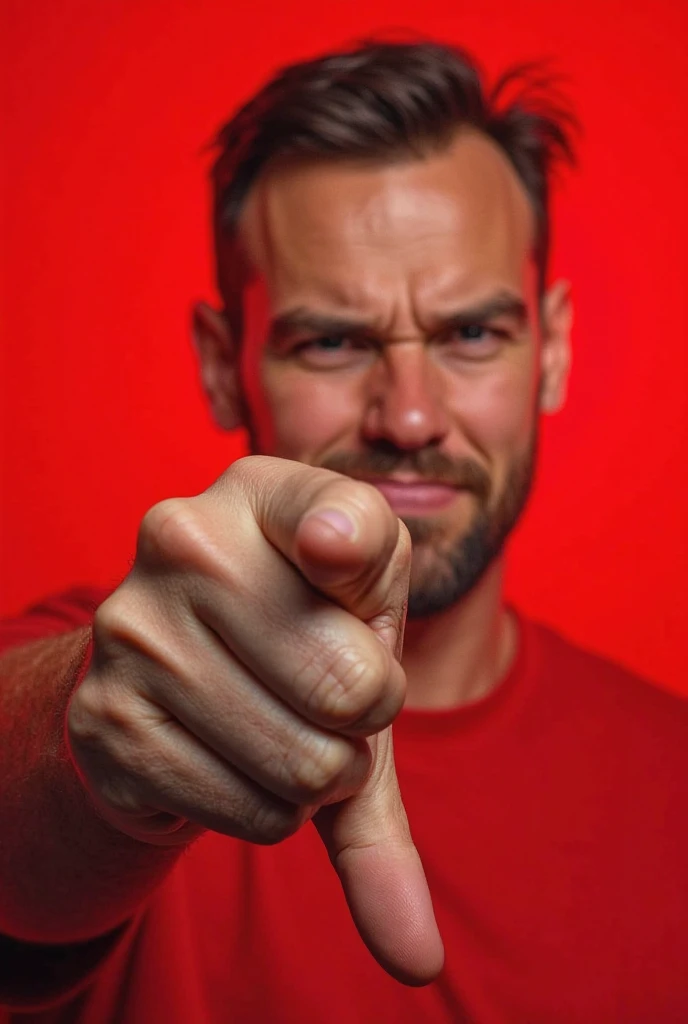 Thumbs down smile with red background