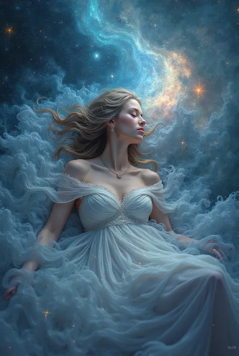 Cosmos theme dream world background, Woman dreaming