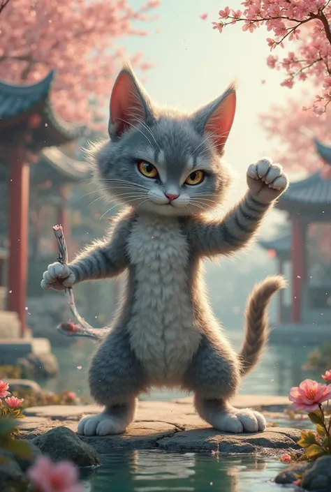 Un chat qui fait du kung-fu 