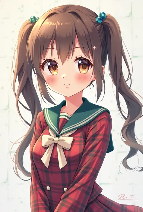 A young female anime girl with a school uniform