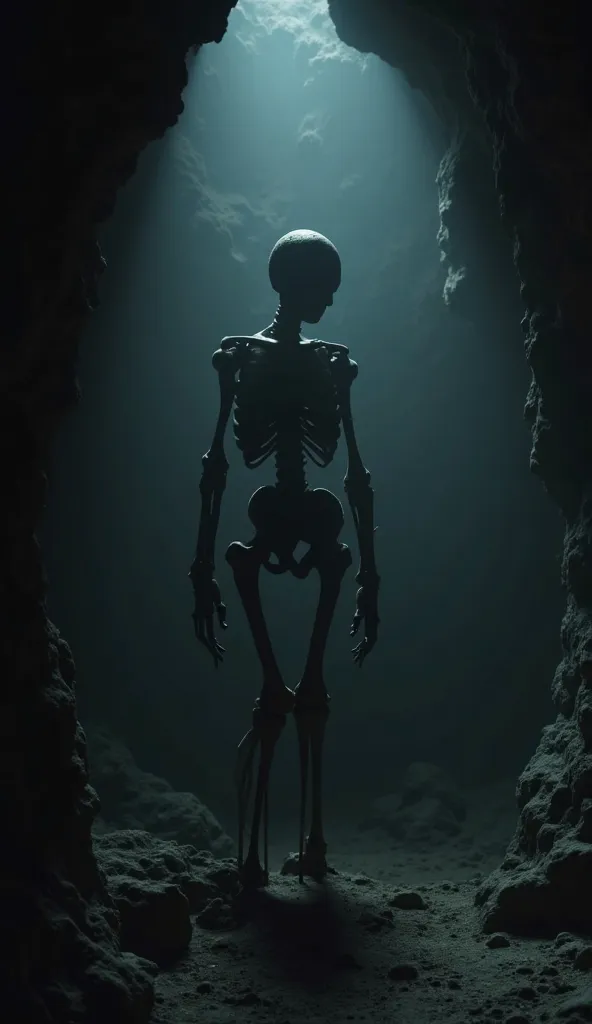 "In the complete darkness, illuminated only by the trembling beam of a flashlight, a silhouette slowly emerged from the cave. Its disjointed, skeletal body featured limbs twisted at impossible angles. The surface was smooth and uniform, completely devoid o...