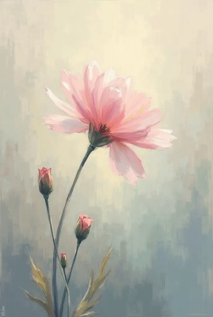 Draw a flower picture in the style of Claude Monet. The colors should be soft. It should look very plain.