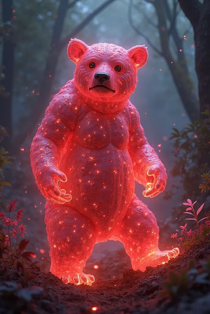 The bear has to be translucent red 