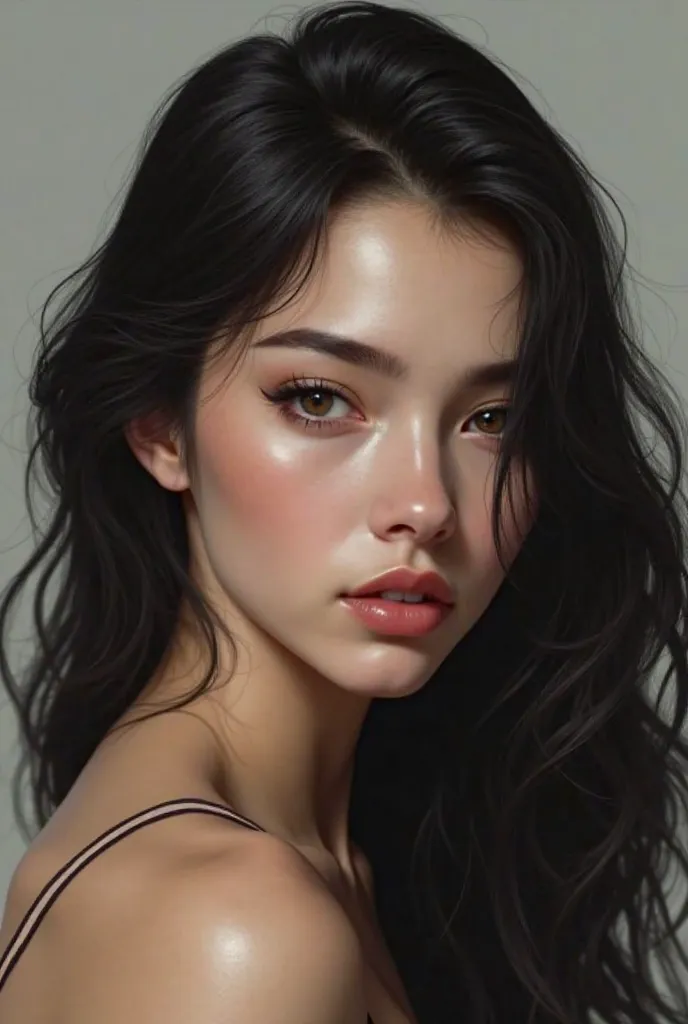 Realistic girl with black hair