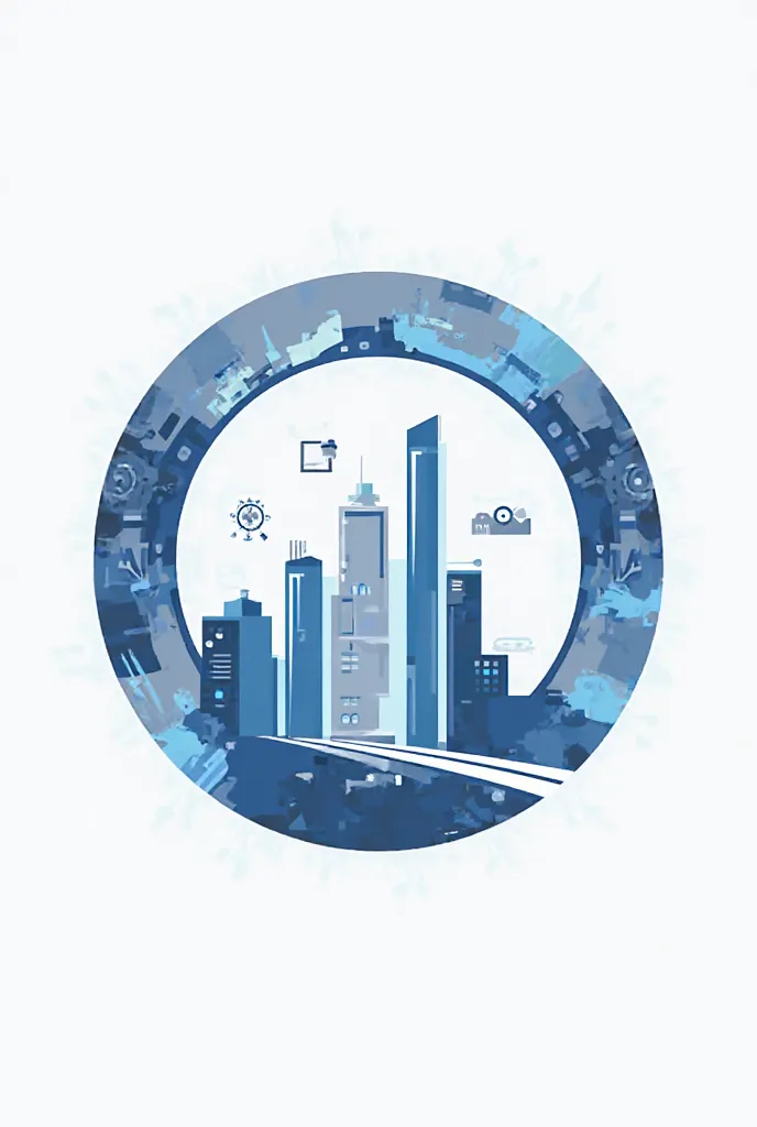 Name “BuildTech”, elements construction, architecture, round backing, colors blue, white, saturated gray, use symbols of buildings, structures, tools, modern technology, font - clear, strict, the logo should look strict, but memorable, reflecting reliabili...