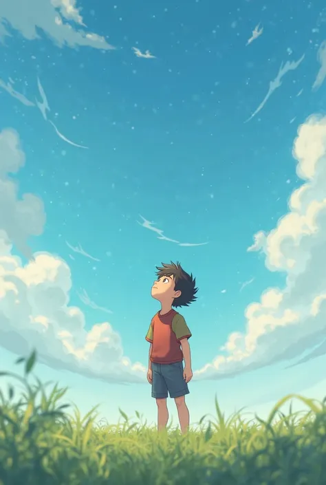 Boy looking up at the sky 