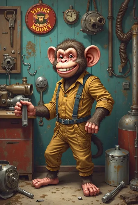 
Garage Monky and the logo of a monkey
Let it be vintage a touch of wrench and pistons