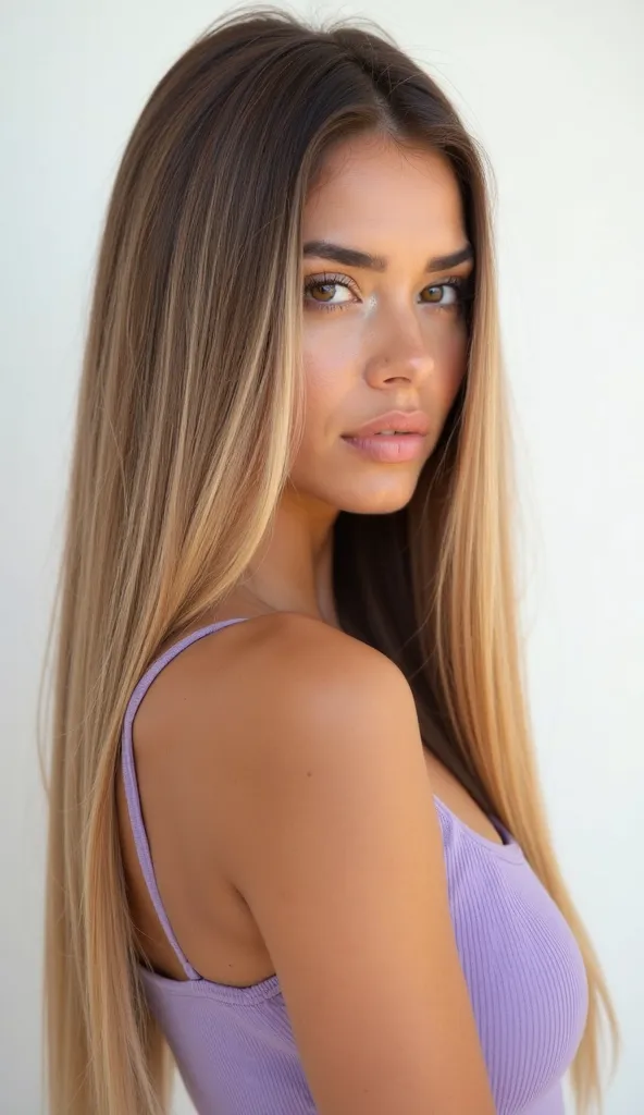 A beautiful woman with Latin features with beautiful hair, bright and nutritious, the ends look beautiful nourishing, Couples, When closed the hair is perfect, the image must be super realistic and natural. Women have Latin features and fair skin and dark ...