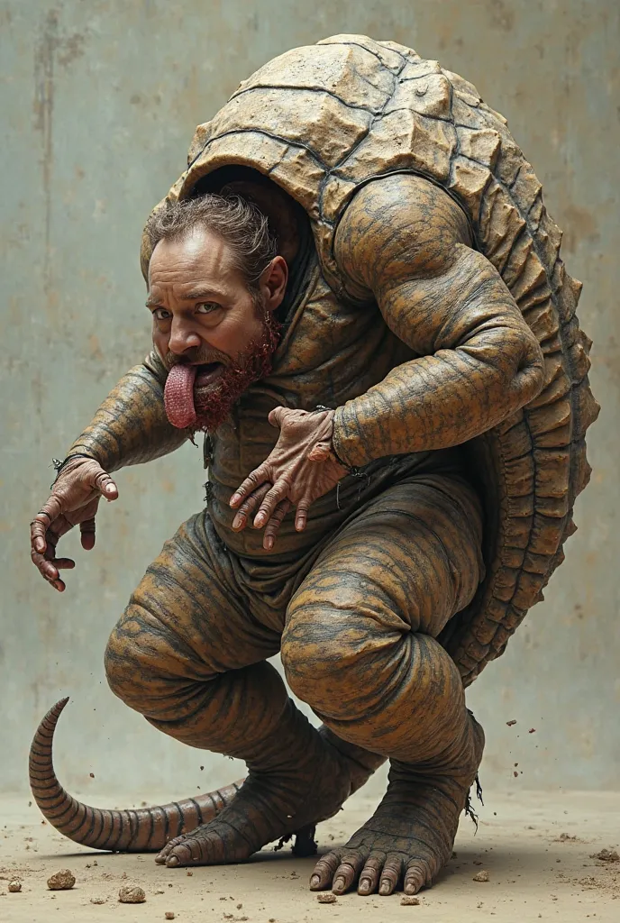 A Man Transforming Into Armadillo