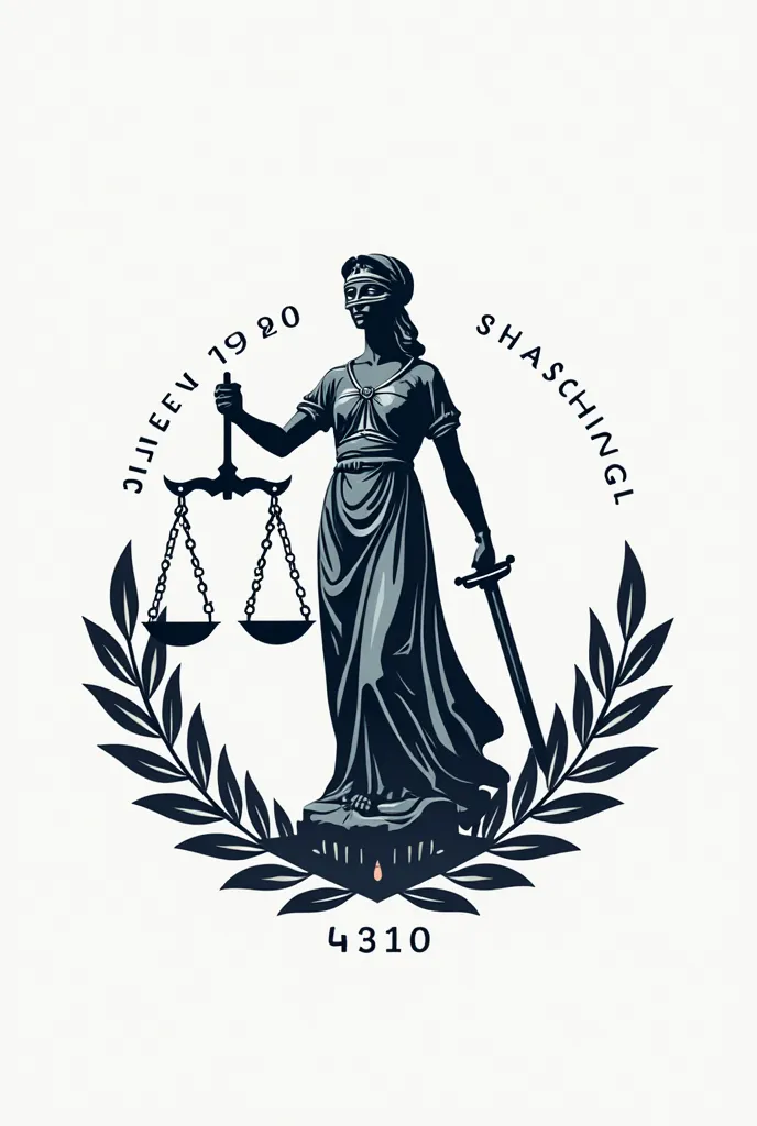 Logo for a law school graduation with the lady of justice and the number 42 interspersed