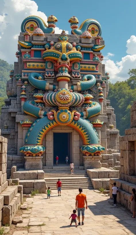 Hgraphic elements, Dynamic Light, Cinematics, HDR, UHD, professional PHOTOGRAPH OF:”
Colorful Feathered Serpent Temple
"Illustrate the impressive Feathered Serpent Temple (Temple of Quetzalcoatl) with its intricate stone carvings. Capture the vibrant color...