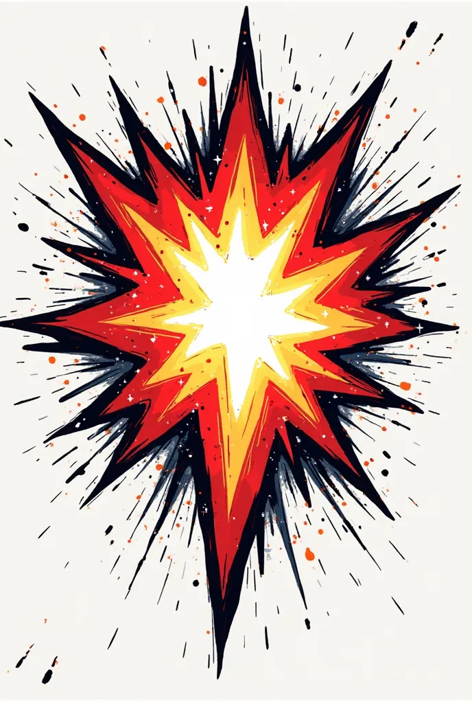 Make a comic book explosion or exclamation symbol, What of eighties vibes do it in red, and white with black borders, Can you give it to me in png and the large image once