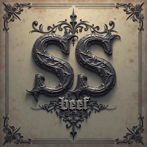 double s logo in gothic letters (For butcher shop)  With a caption that says beef 