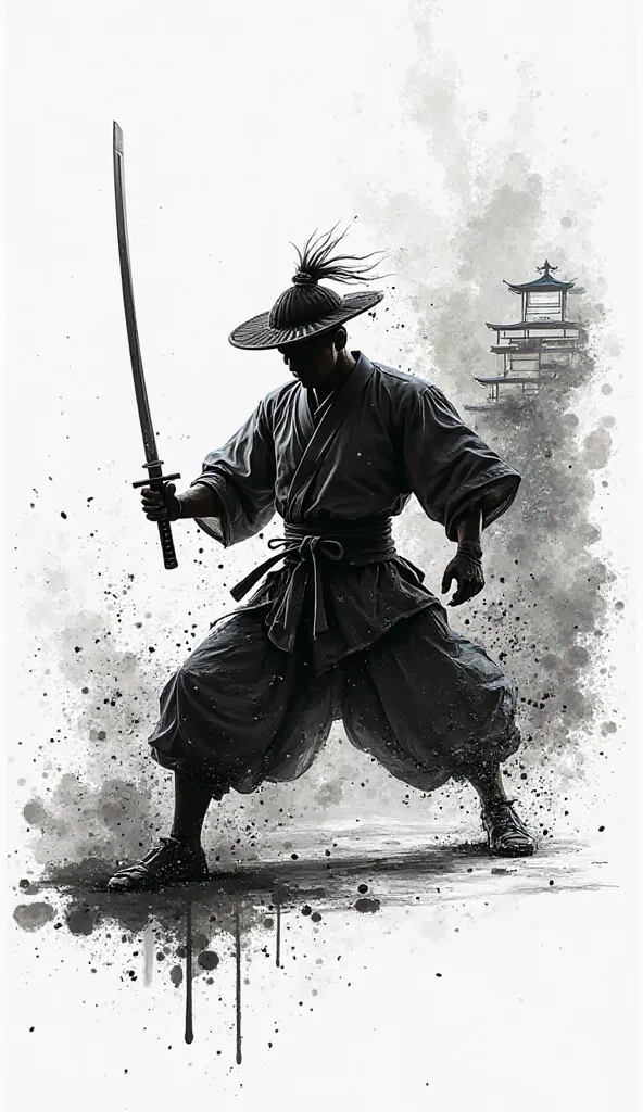 

```
Create a digital illustration depicting a Gheisa in liquid running ink while performing martial arts. The figure of Gheisa must be formed by flowing lines of ink that flow and intertwine to create the shape of the warrior in motion.. The ink must be ...