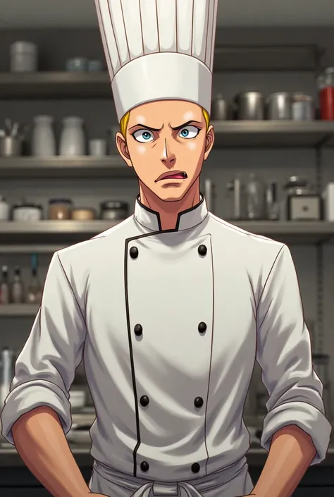 from the anime Bleach,  cook dress ,  expression would be, 8i