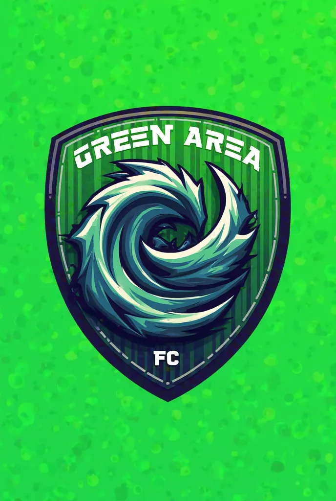 Create the image of a professional soccer team shield with fierce water, In the predominant color bright green, the name of the GREEN AREA FC team and enter 2024