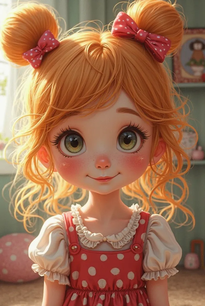 Bébé fille blonde/Redhead with a puff in her hair with Minnie