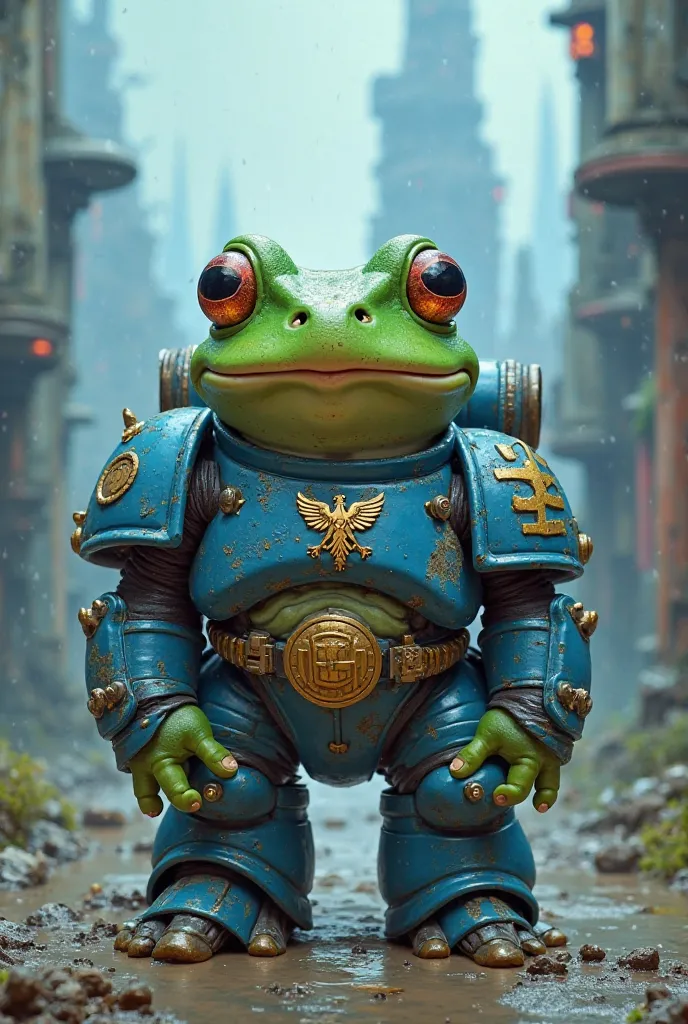 I'd like a cute little green frog in the Spacemarine jumpsuit from Warhammer Blue