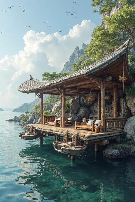 Make me a pavilion that inspired with fishing boat