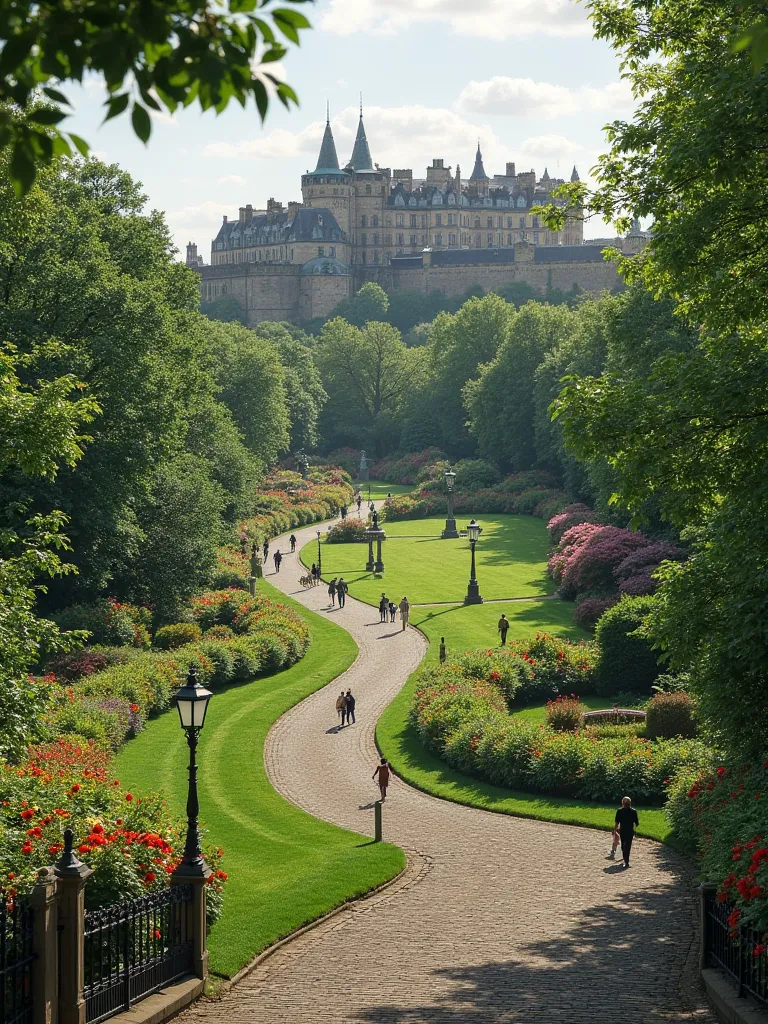 Princes Street Gardens – Um extenso parque verdejante entre Old e New Town, with flowery trails, classic statues and a privileged view of the castle.