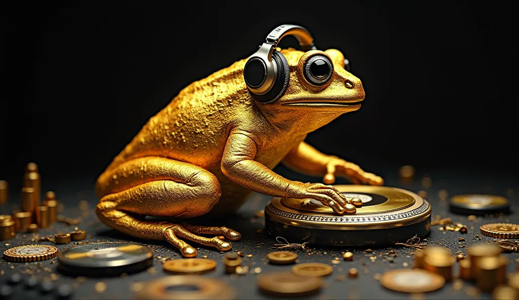 Dj Golden Frog that is walking in market, mining new token in crypto, Its side will be written on Something Cooking this week, the background will be black color