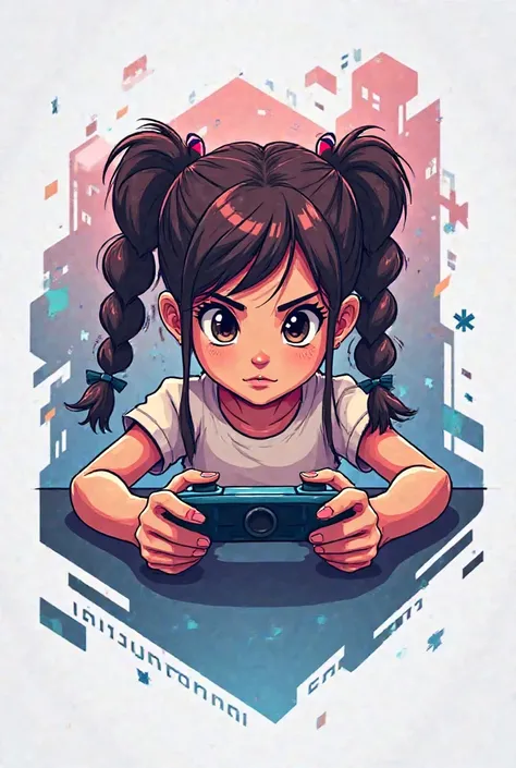 Logo gamer , Little brunette with braids
