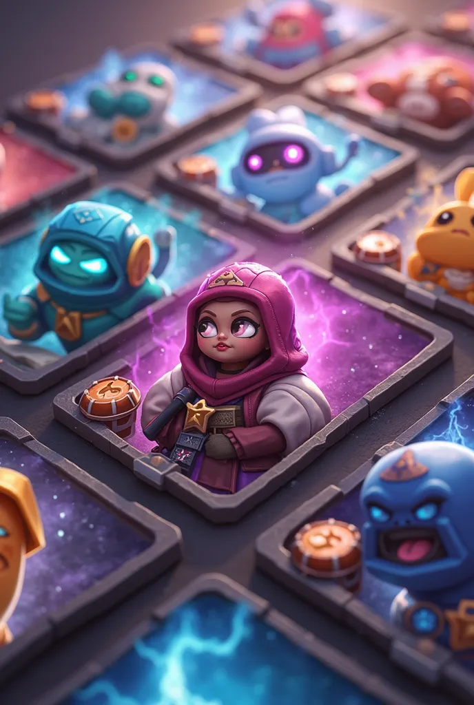 a close up of a bunch of cards with different characters, brawl stars, 8k highly detailed ❤️‍🔥 🔥 💀 🤖 🚀, 8 k highly detailed ❤🔥 🔥 💀 🤖 🚀, 8 k hg, brawl, 8 k what, 12k ursa, 🐋 as 🐘 as 🤖 as 👽 as 🐳, clash royale, splash art brawlstars