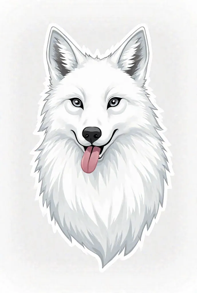 could you draw me an anthro wolf all white so i could color it in. make it only the bust with paws in so like an icon. tongue out preferably and a rectangle shaped box under the wolf.