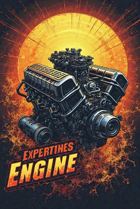 Car engine sun T shirt design logo text engine masters