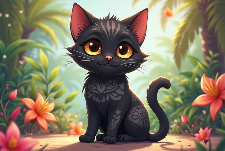 Disney Maui black cat　Cute anime style