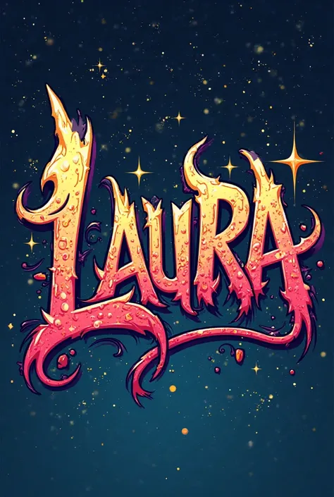 GRAFFITI WILDSTYLE WITH STARS IN THE LETTERS "LAURA"