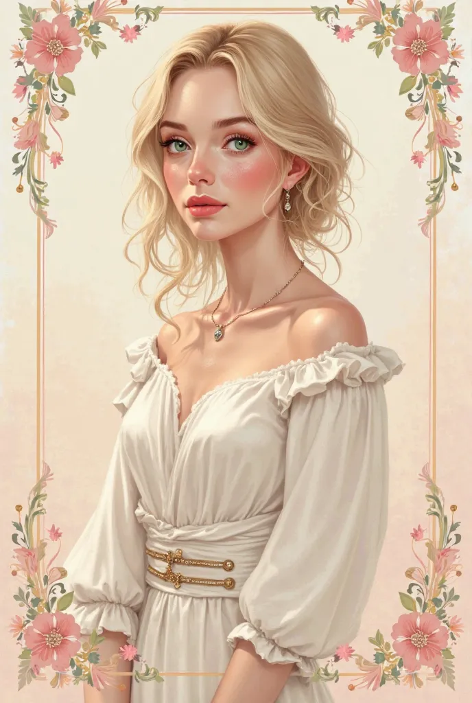 Create an invitation letter for Maria Isabel, blonde, green eyes, thin 