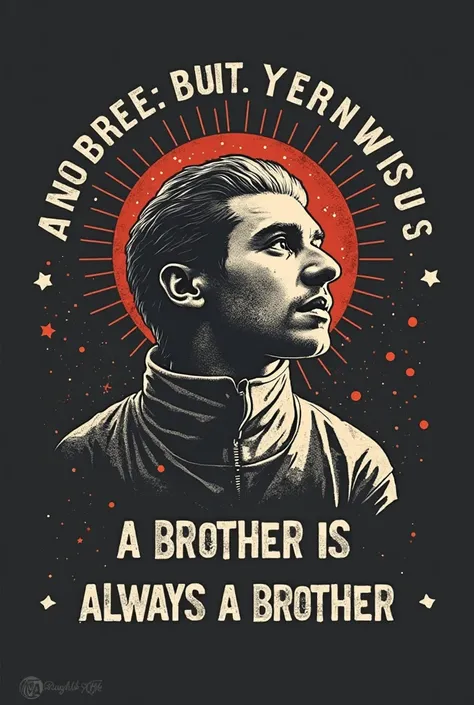 Prompt for an AI that generates an image, the image is actually the MMWL t-shirt design with the following sayings: " that they gave us the best , a brother is always a brother" I want the design to travel around the idea of sayings with simplicity and phi...