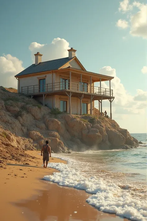 

[5-10 seconds] Transition to the second house being built on the sand. shows a fragile foundation. narrator: "One was built on the rock, And the other one on the sand."