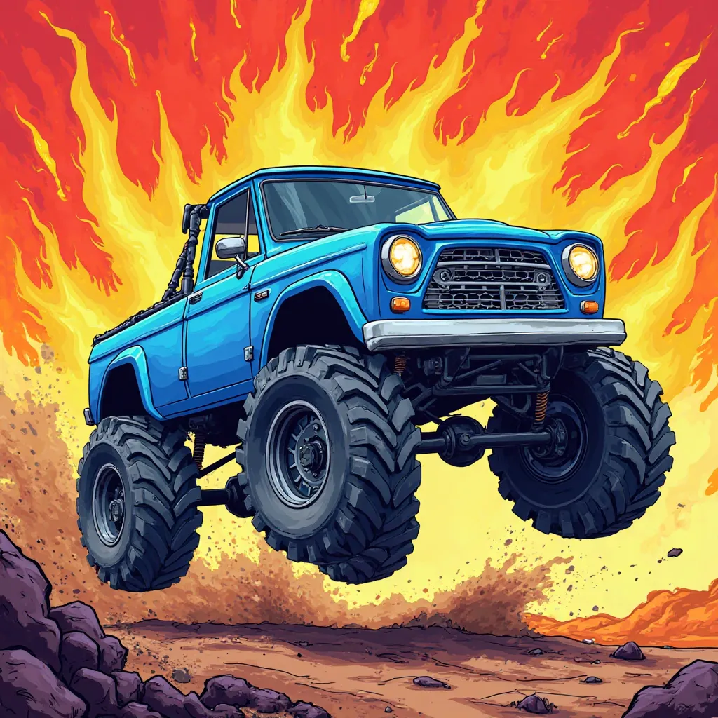 Create a vibrant and eye-catching cover for a ren's car coloring book that emphasizes excitement and adventure. The background features a bold, fiery red with dynamic, swirling patterns that convey motion and energy. In the foreground, showcase a highly de...