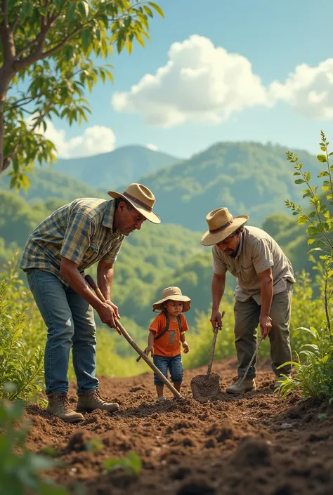 Brazil family farmer planting