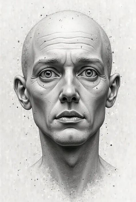 Help me create a human head and how it can perceive its reality,  REALISTIC drawing style 