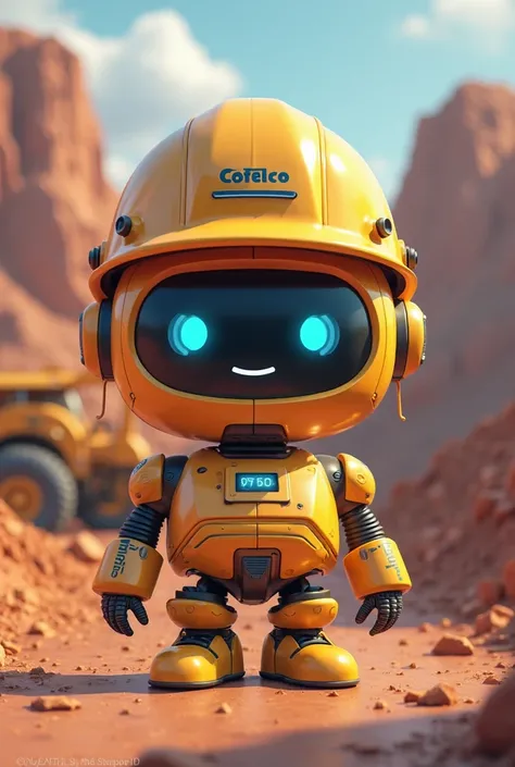 Chatbot with a nice and happy mining helmet that says CODELCO on its chest