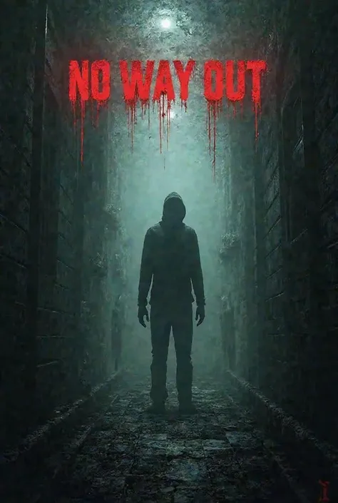 Create a cover for a horror game called No Way Out and add the title of the game to the image